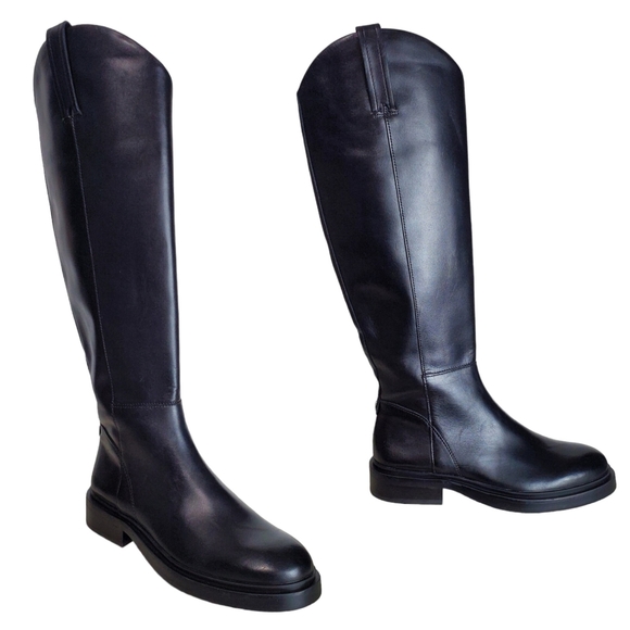 New Sam edelman fable womes leather zip up tall ridding boots black - Picture 4 of 16